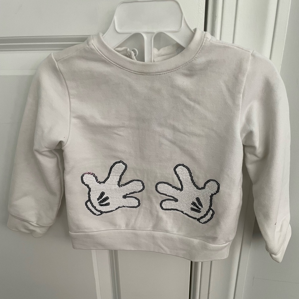 Kids White Sweatshirt with Cartoon Hand Design
